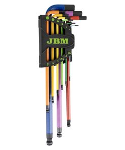 9 Clés Allen Colorées Extra Longues à Embout Rond JBM REF: 54531
