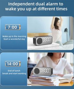 Alternative view of Haut Parleur Bluetooth et Réveil de bureau à LED numérique forme rectangulaire –  مكبر صوت ومنبه إلكتروني