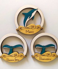 Magnet en bois dauphin ou baleine