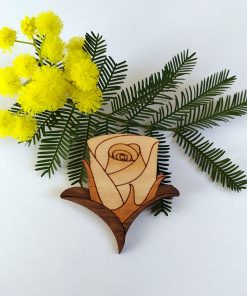Boutonnière Rose en bois