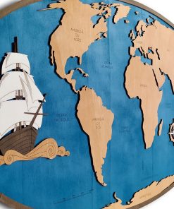 Grande carte du monde en bois