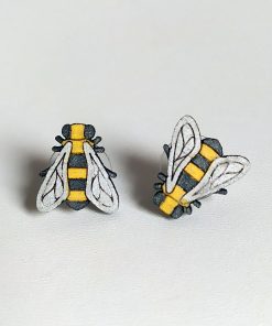 Clous d&rsquo;oreille abeilles peints